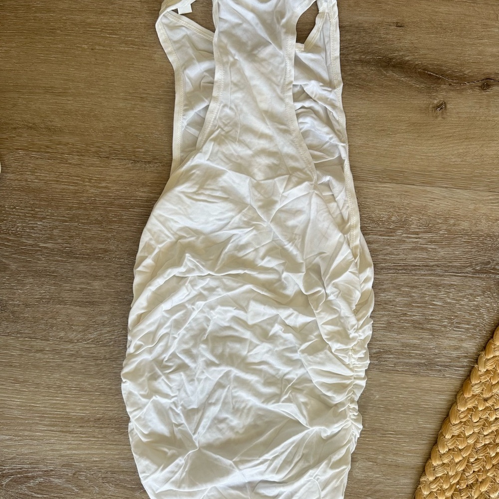 Women's White Ruched Racer Back Tank - Picture 2 of 3